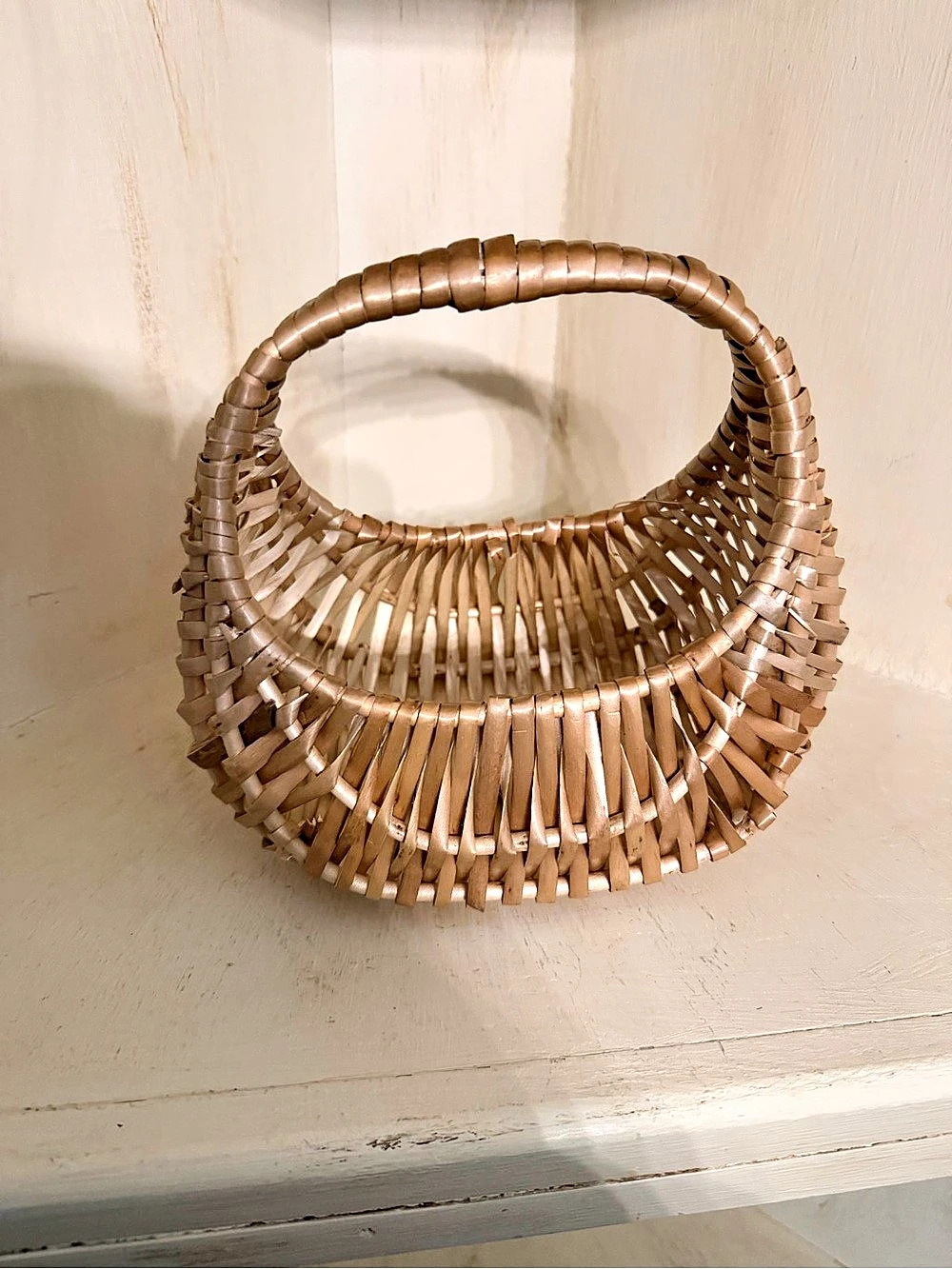 Woven Wicker Flower Girl Basket Bag in Brown
